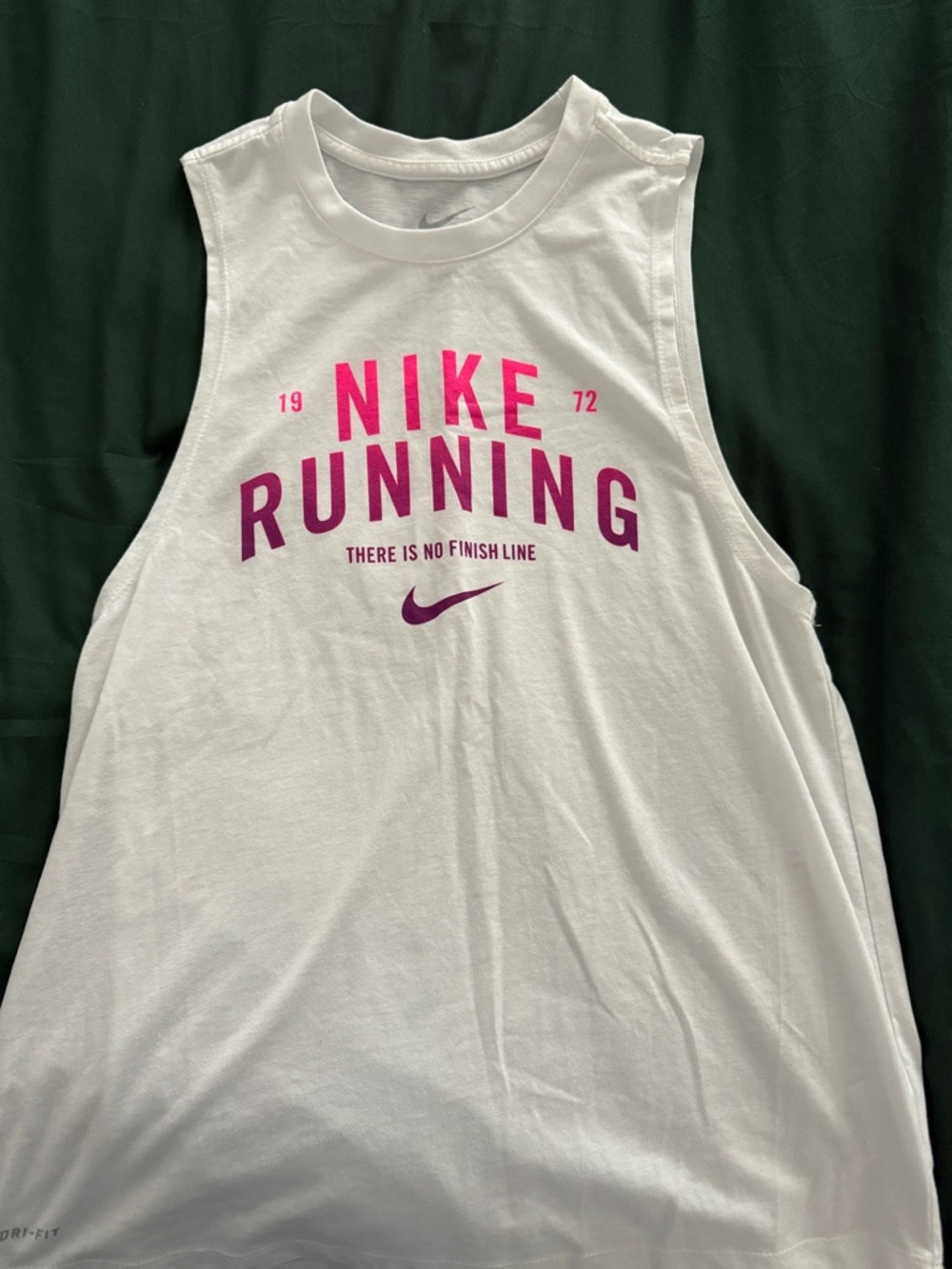 Nike White Tank Top with Pink & Magenta Running Logo